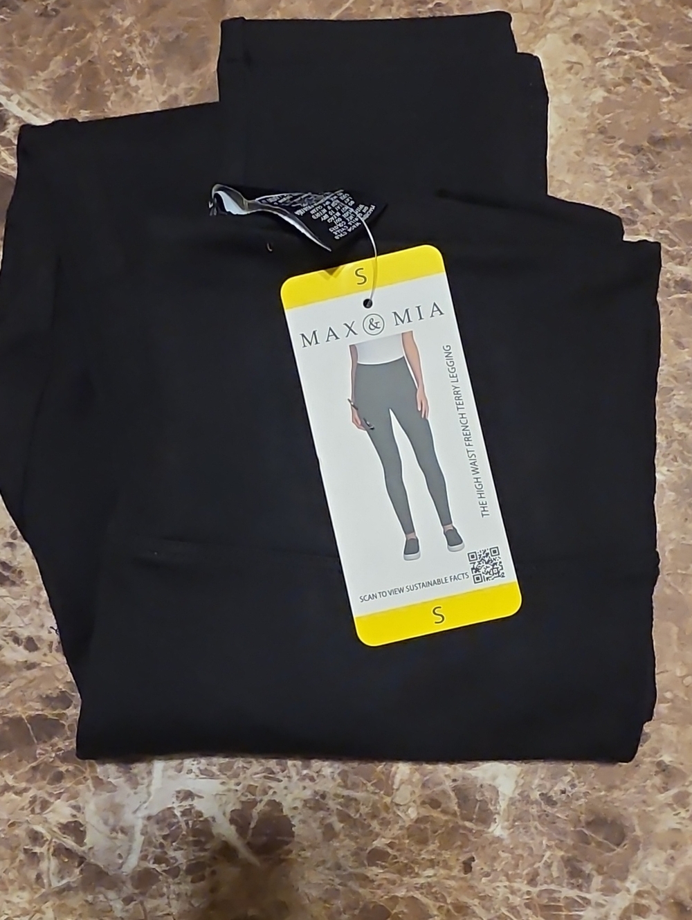 Max&MIA Black High-Waist French Terry Leggings